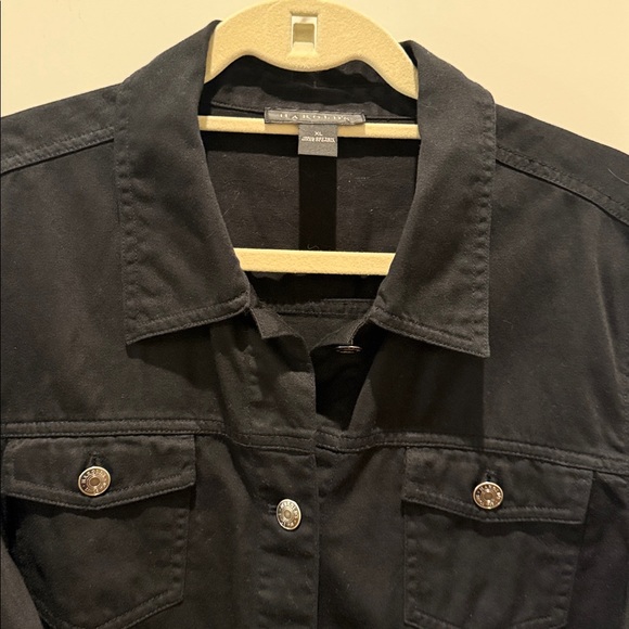 Harold’s Ladies Black Jacket.  XL.  Black.  Cotton. Button Front. - Picture 2 of 6